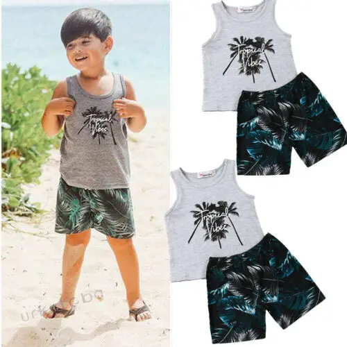 2019 Baby boy summer clothing set Coconut tree Cotton Tops T Shirt Short Pants Outfits for Kid clothes toddler Children newborn |