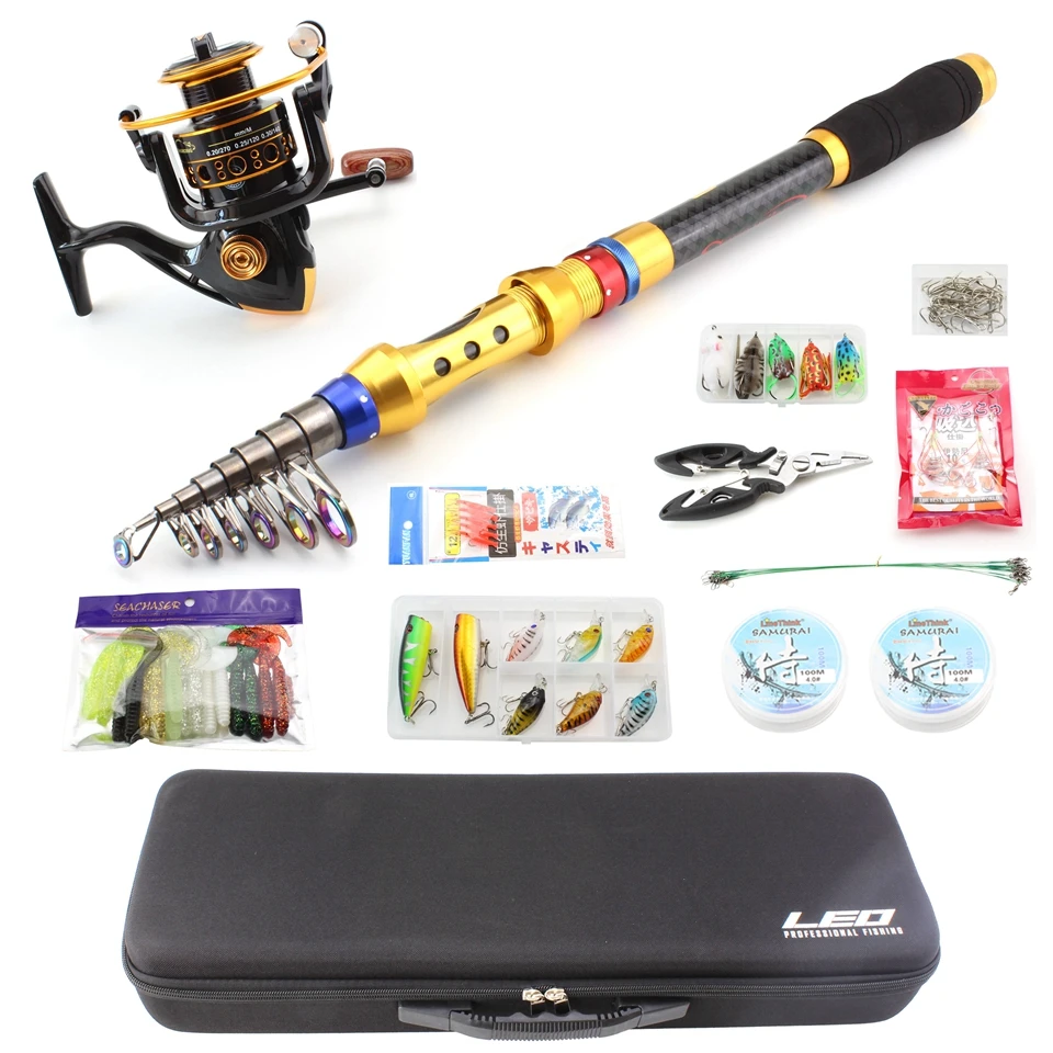 

1.8M -3.6M Telescopic Fishing Rod Combo Full Kit Spinning Reel Pole Set Spinning Rods bag bait line And fishing combination