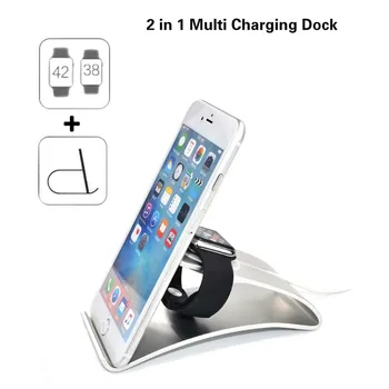 

2 In 1 Aluminum Alloy Charger Stand Holder Base Bracket Dock for IWatch Apple Watch 1/2/3/4 42/38mm Charger Cable Phone Support