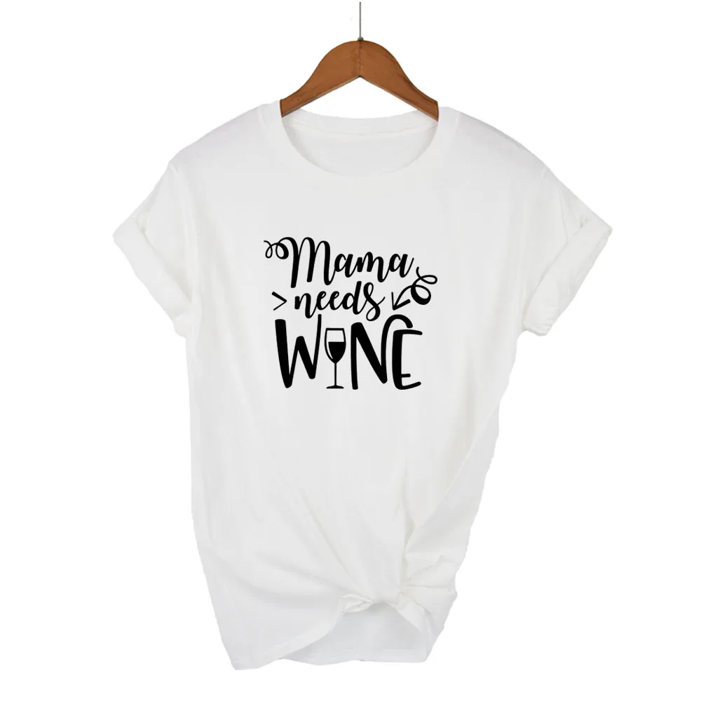 Футболка с надписью Mama needs wine летняя женская футболка 2019|Футболки| |