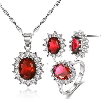 

Princess Diana Necklaces/Rings/Earrings Sets for Women Wedding Engagement Zircon Crystal Jewelry Sets Dropshipping Wholesale