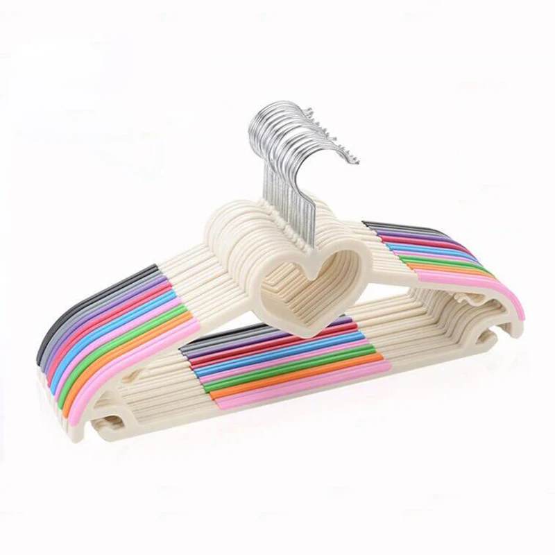 10pcs/lot 40cm Adult Heart-shaped Hangers For Clothes Plastic Non-slip Non-trace Hanger