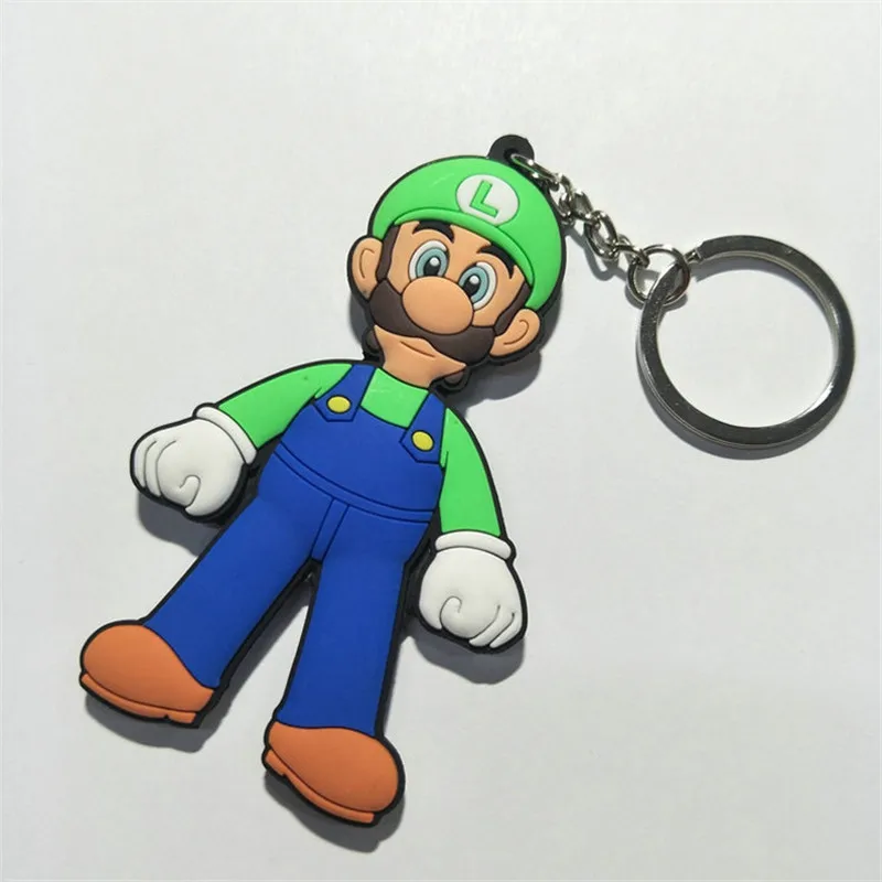 Super Mario Bros. Figures Toys Game Cartoon Luigi Mario Dinosaur Yoshi Princess Mushroom PVC Keychain Dolls Key Bag Pendant (4)