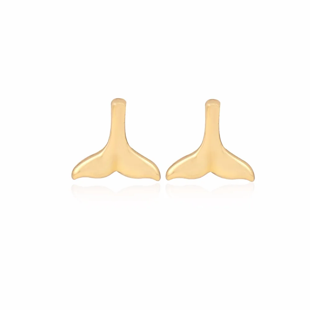 Tiny  Whale Tail post Earrings Marine Animals Dilphin Tail earrings for girls brincos 2017