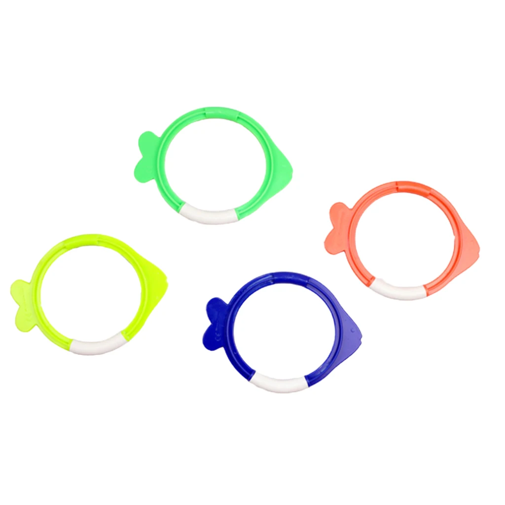 4 PCS Swimming Diving Toys Pool Fun Rings for Kids Pool Diving Game Toys Set in Total  Diving Ring Fish Shaped Water Sport Swim