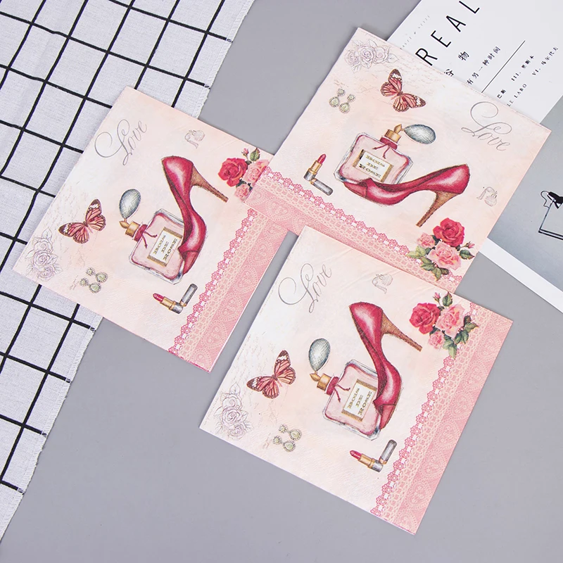 2018 модные шикарные Для женщин дизайнерские бумажные салфетки Cafe вечерние ткани салфетки украшение в технике декупажа Бумага 33 см * 33 см 20