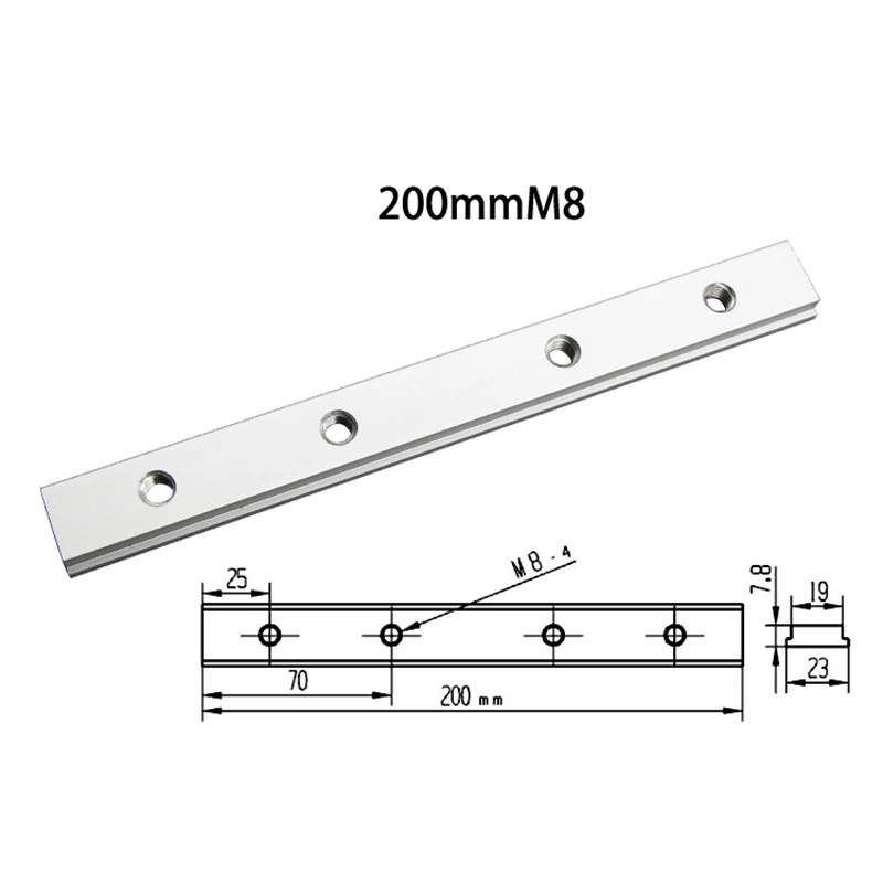 100 мм, 200 мм, 300 мм, 450 мм, алюминий, M6, M8, скользящая плита, Т-образная дорожка, слот для торцовой дорожки, приспособление, фрезерный станок, настольные инструменты, деревообрабатывающий инструмент
