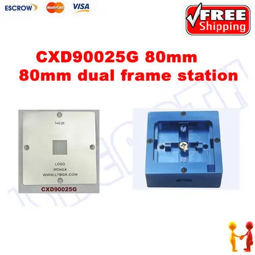 Freeshipping. 80mm * 80mm PS4 stencil CXD90025G + 80mm reballing station for BGA repair. pitch 0.8 match with 0.25mm solder ball freeshipping 100% new intel 82801hbm ic chipset with bga stencil 90mm nh82801hbm