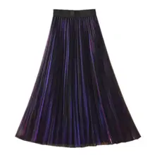 Женская юбка Новая повседневная яркая плиссированная летняя юбка женская тонкая трапециевидная длинная юбка