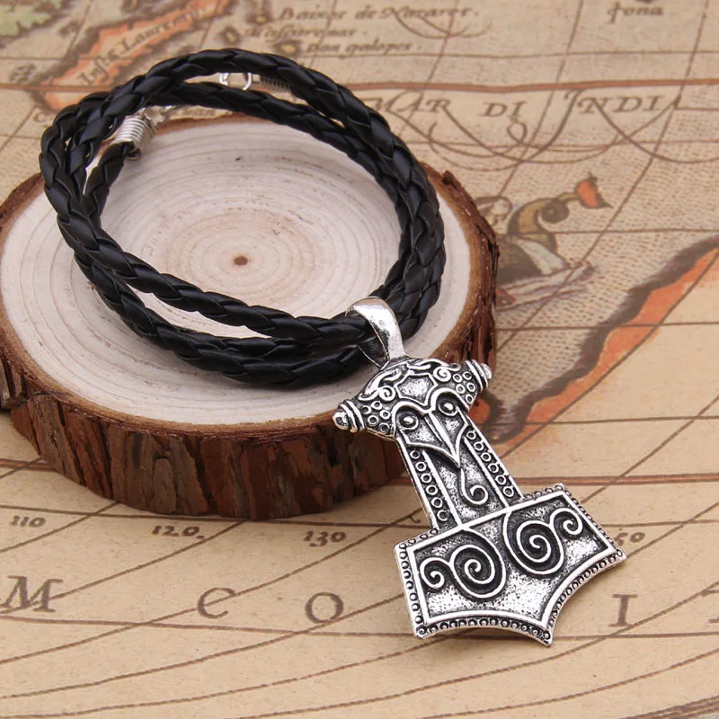 

Norse Vikings Amulet Raven Thor hammer Necklaces &Pendants