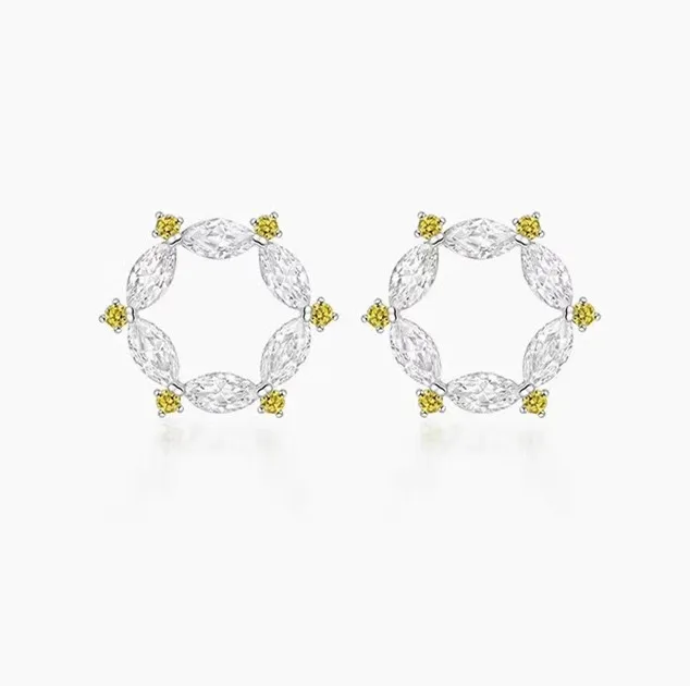 

HF Brand Jewelry New Arrvial Crystal Zircon Flower Garland Earring 925 sterling silver women earrings jewelry fashion 2018