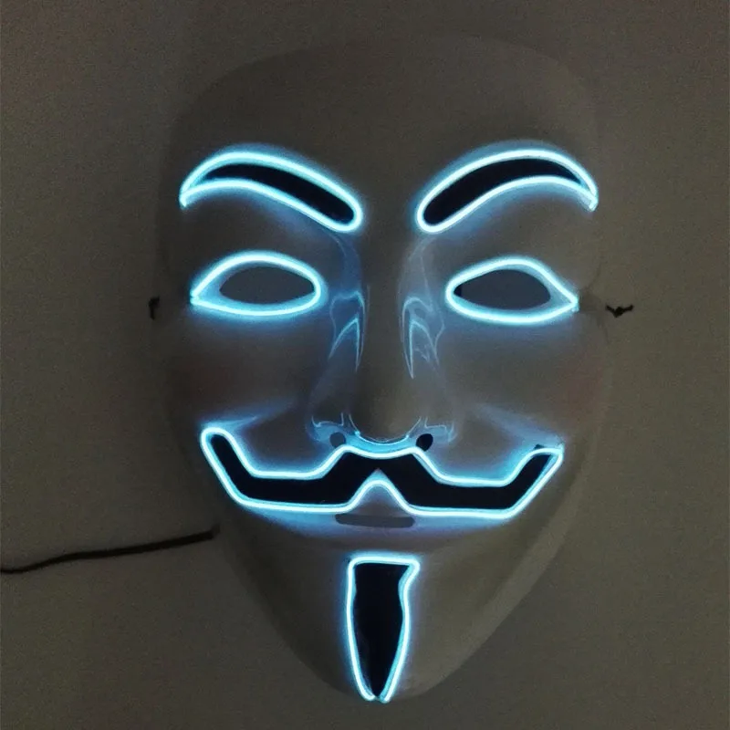 Хэллоуин VforVendetta EL маска для вечеринки флуоресцентный реквизит светящийся