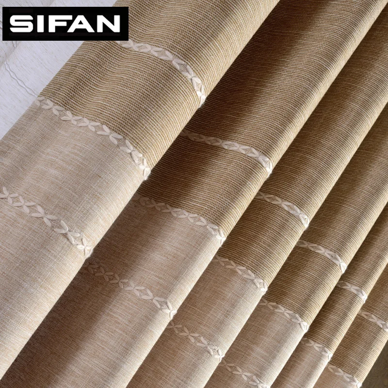 Japan Style Thick Faux Linen Jacquard Curtains for Living Room for Bedroom Window Modern Curtains Made