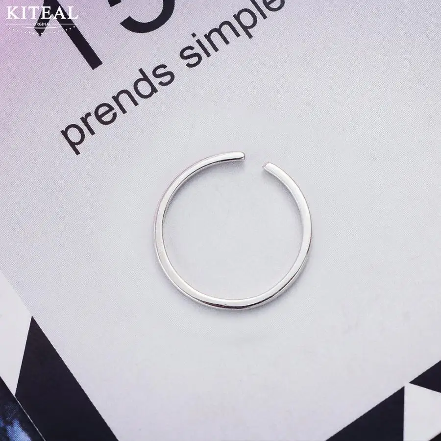 KITEAL 2018 New 925 Sterling Silver Smooth Simple Line Adjustable Ring Christmas Minimalist Jewelry for Women Girls Charm Gift