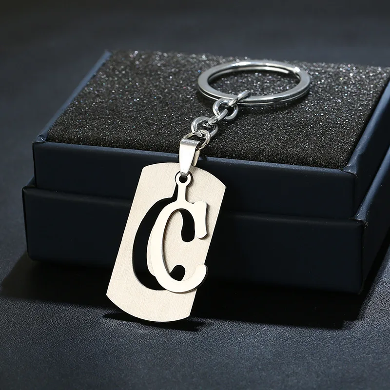

New Fashion Letters Keyring Initial Double Layer Alphabet Letter Key Ring Chain Keychain bag decoration pendants Girl gifts