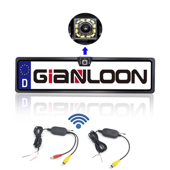 

Wired / Wireless Night Vision Car Rear View Camera Backup Reverse Universal Camera European License Plate Frame with 12LEDs