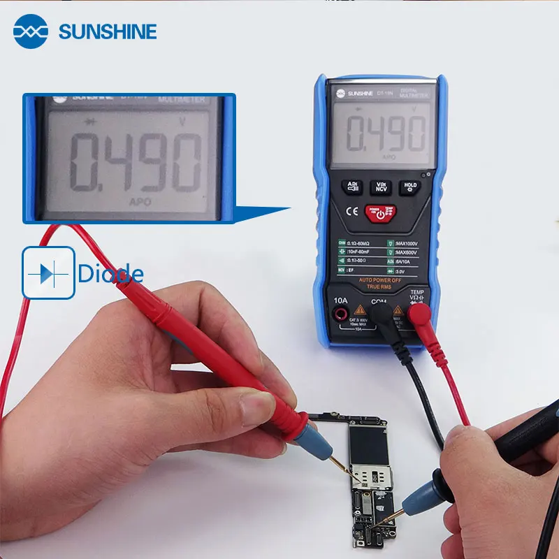 SUNSHINE DT-19N Профессиональный Интеллектуальный мобильный телефон ремонт специфический Мини цифровой мультиметр AC DC Амперметр Вольтметр инструмент