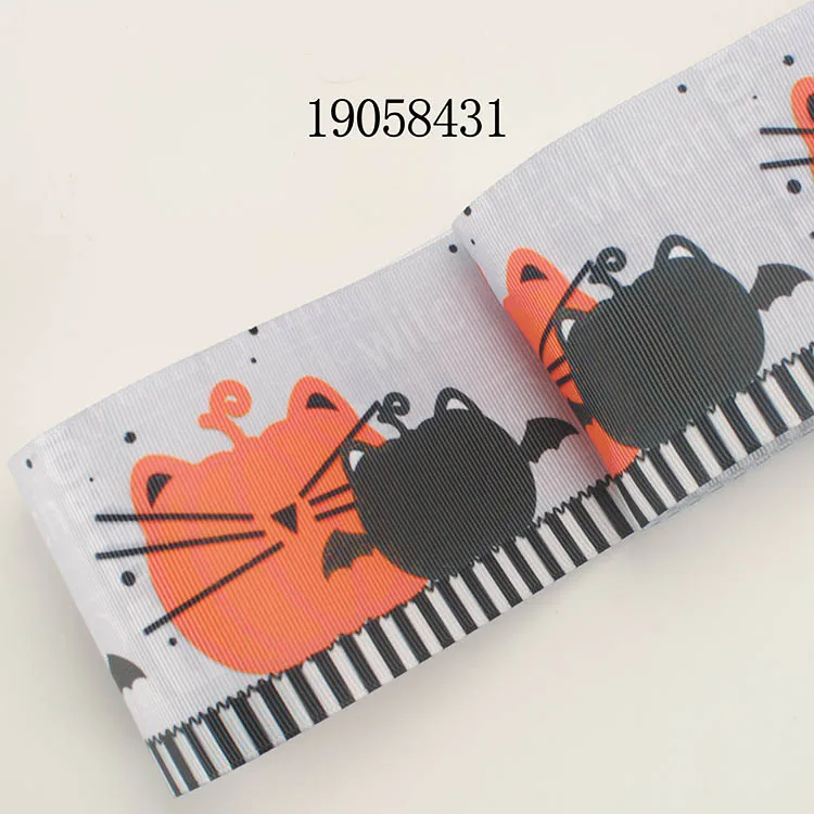 19058431 Новые продажи " 75 мм Хэллоуин Тыква ленты напечатанные grosgrain ленты 19058430 - Цвет: 19058431