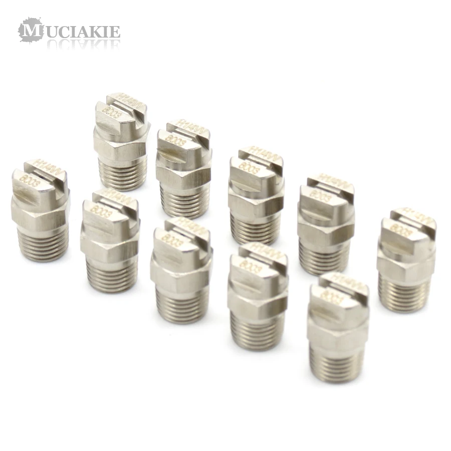 

MUCIAKIE 10PCS 1/4'' Stainless Steel Water Flat Fan Spray Nozzle Cooling Irrigation Sprinkler Humidifying Device High Pressure