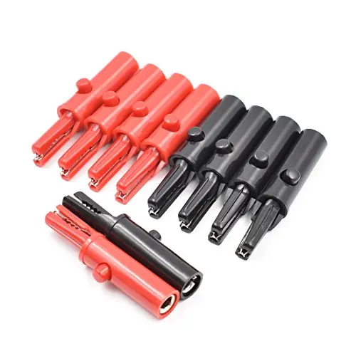 

10Pcs Insulated Safety Multimeter Test Alligator Clips Electrical With 4mm Banana Jack Plug Adapter For Multimeter Test Leads
