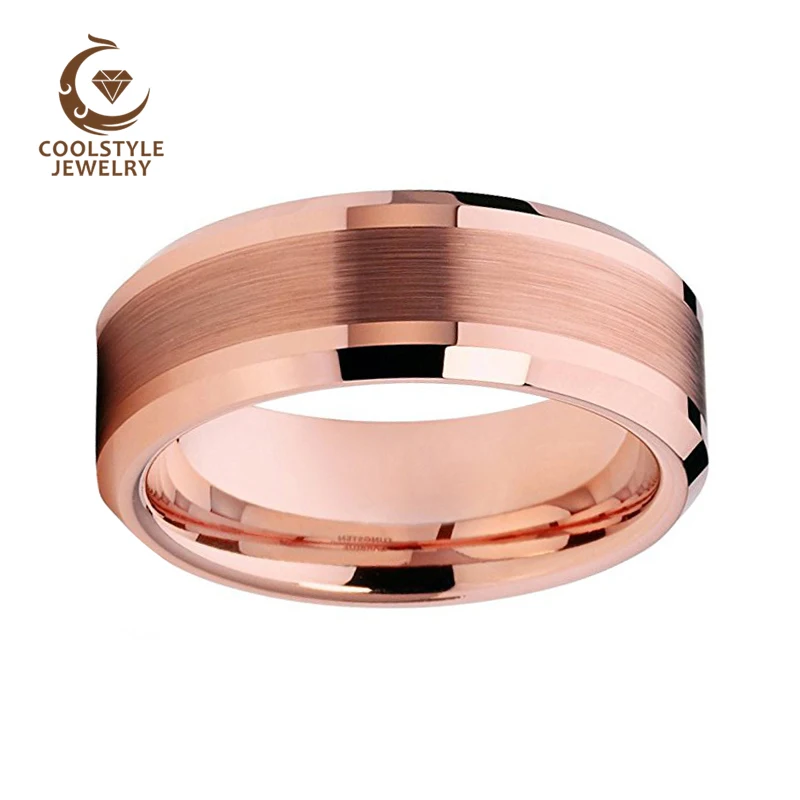 Кольцо из вольфрама с скошенными краями 8 мм для мужчин и женщин|wedding bands for men|wedding