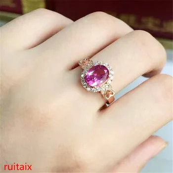 

KJJEAXCMY fine jewelry 925 sterling silver inlaid with natural pink topaz ring jewelry.