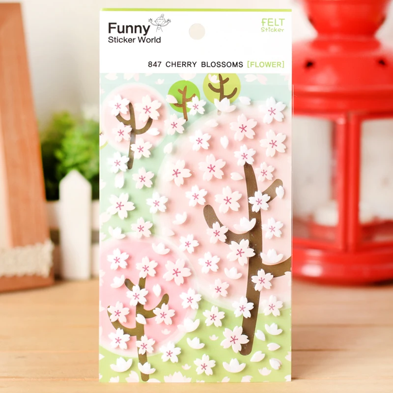 

Vivid 3D Sweet Pink Sakura Label Stickers Decorative Stationery Stickers Scrapbooking DIY Stickers Diary Album Stick Label