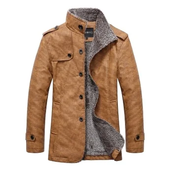 Fashion Men's Slim Solid Leather Jacket Coat Cashmere Lined Autumn And Winter Warm Coat PU Leather Windproof Waterproof Parka Fashion Men's Slim Solid Leather Jacket Coat Cashmere Lined Autumn And Winter Warm Coat PU Leather Windproof Waterproof Parka