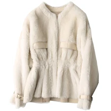 Осенне-зимняя куртка женская одежда корейское пальто из натурального меха винтажная овечья шерсть замшевая подкладка Manteau Femme Hiver ZT1485