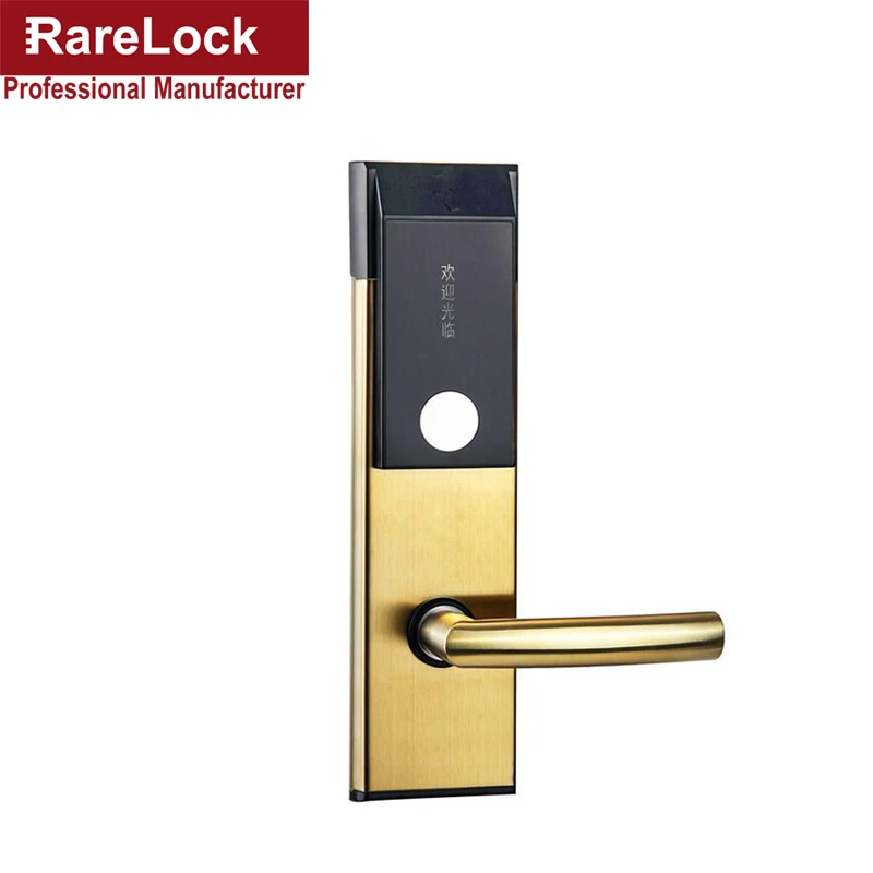 Rarelock Christmas Supplies GoldenBlack Electric Door Lock RFID Card Induction Lock for Hotel Flat Apartment Home Intelligence a