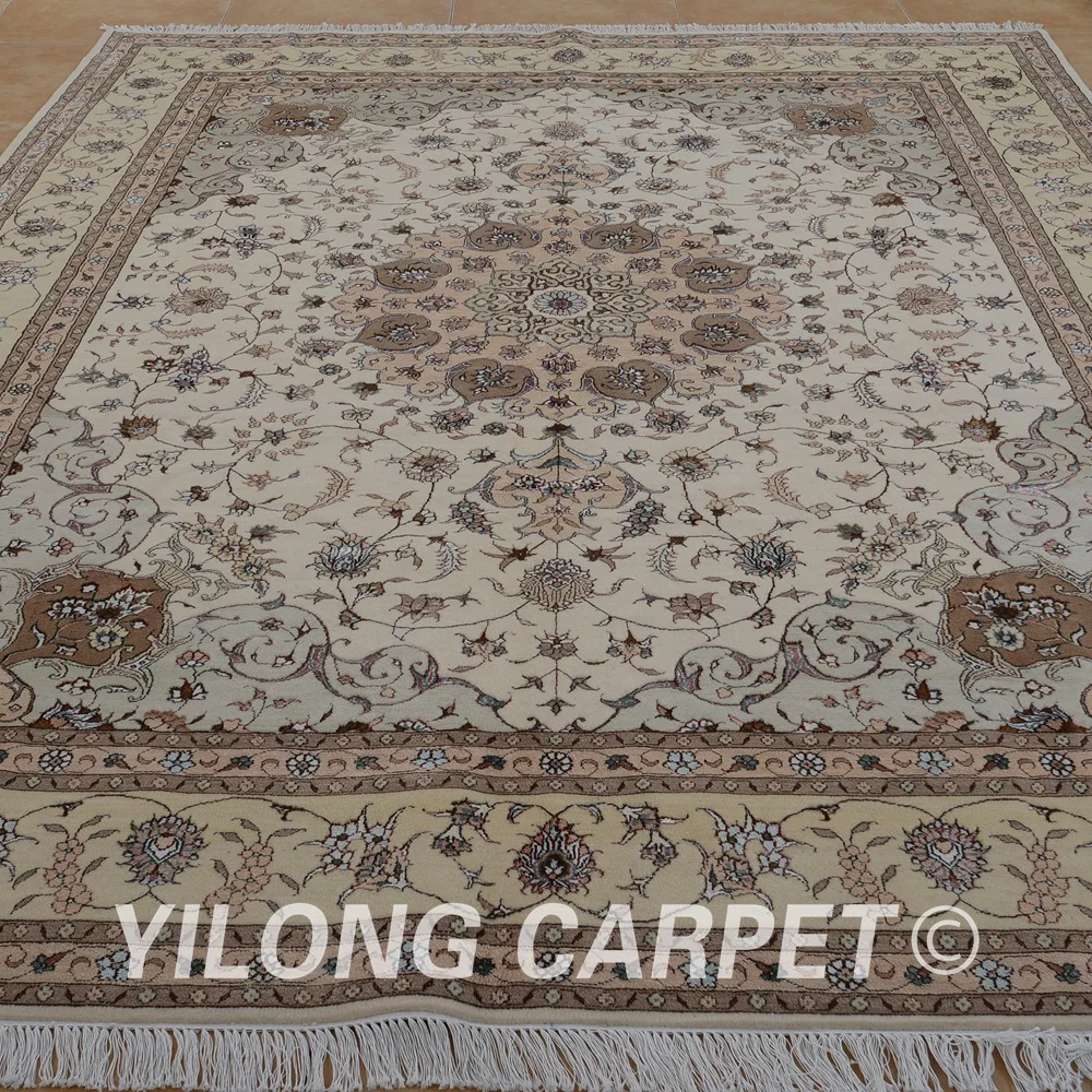 Yilong 8 'x 10' ручной работы ковры персидские бежевые изысканные шерстяные