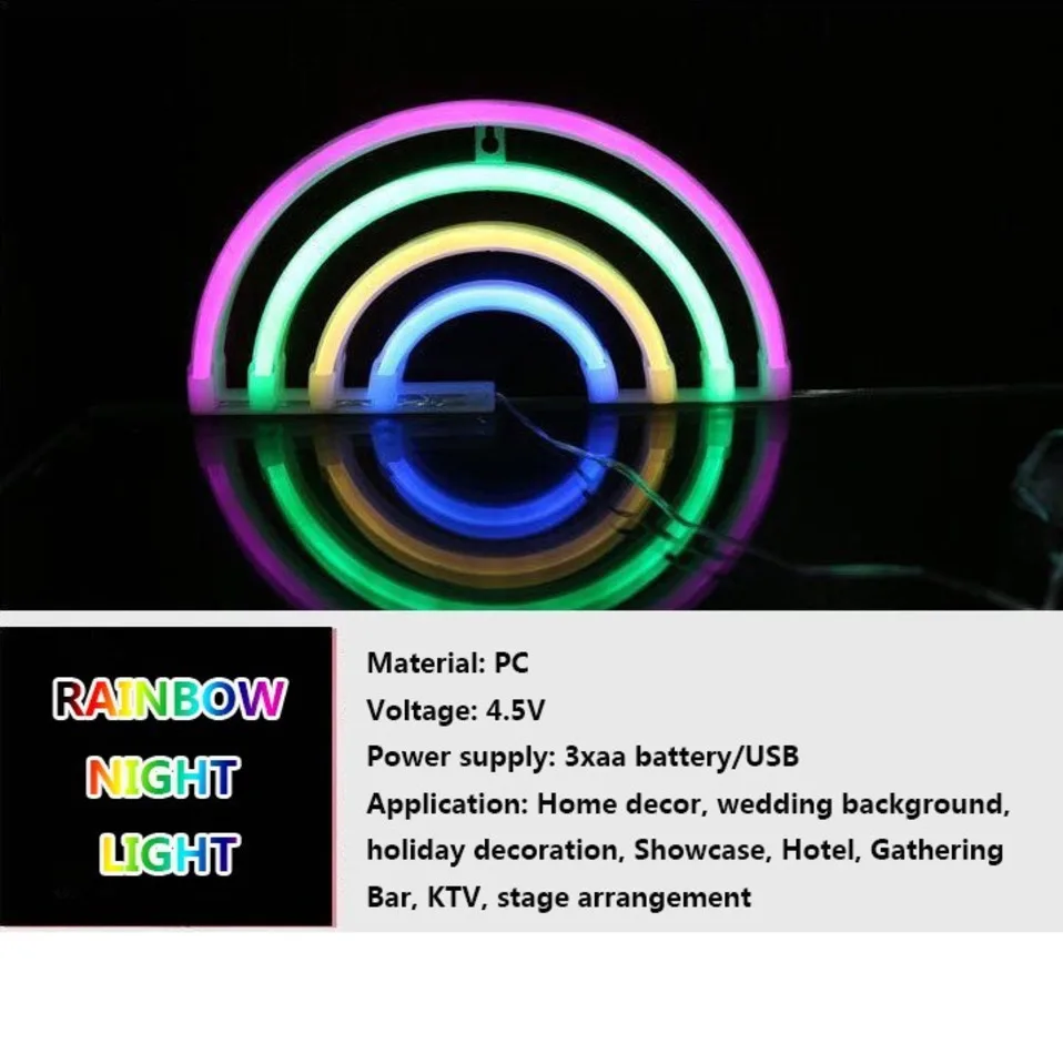 

Children bedroom LED Atmosphere table Lamp Rainbow Neon night light for Bar Dormitory Decoration luminaria lampada