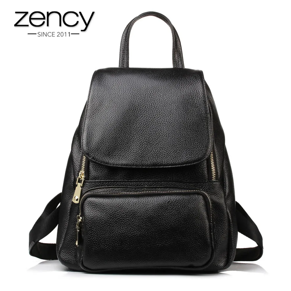 

Zency High Quality 100% Genuine Leather Fashion Women Backpack Girl's Schoolbag Notebook Daily Casual Knapsack Female Travel Bag