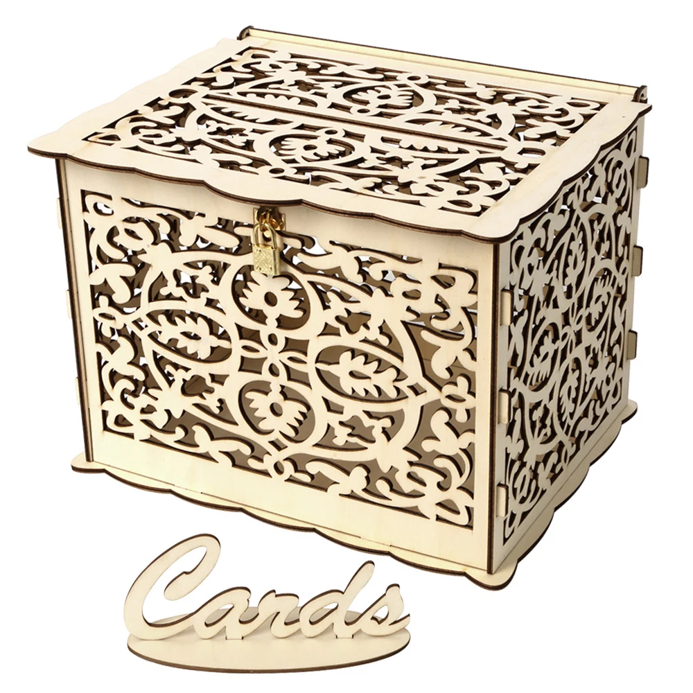 Коробка для свадебных открыток замок для деревянного ящика красивое украшение для свадьбы чехол для денег