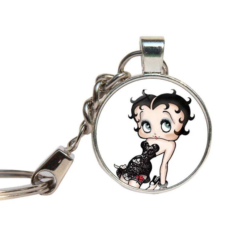 Betty Boop брелки прекрасные Обувь для девочек 80-х Винтаж Sexy Lady Брелоки для автомобиля Стекло Купола Брелок кабошон ключ ювелирные изделия ghildren день подарок - Цвет: As shown