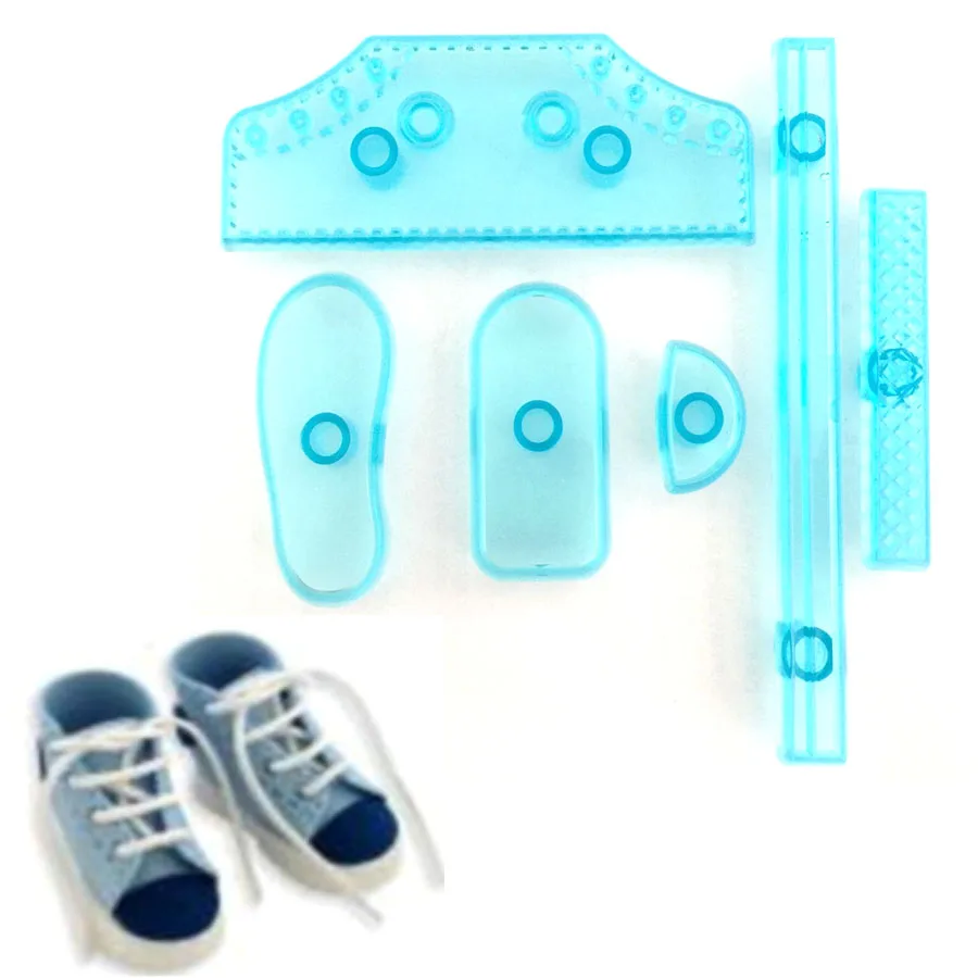 

6PCS Shoes Shape Food Grade Plastic Cookie, Jelly, Ice,Fondant Cake Decorating Bakeware A159