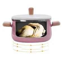 Домашние кухонные антипригарные кастрюли, эмалированные панели с деревянной ручкой, инструменты для приготовления пищи, кухонные принадлежности, ящики для хранения еды, молока, кухонная посуда, hotpot