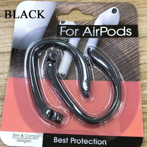 Черный Для Apple Airpods защитные Крючки Держатель безопасности подходят Крючки Беспроводные наушники аксессуары силиконовые спортивные анти-потеря ушной крючок - Цвет: Черный
