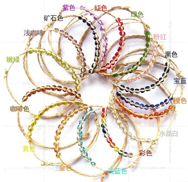 

100pcs free shipping WHOLESALE SUPER 12 beads Raffia Bracelet, handmade Raffia Bracelet 12pcs measle beads bracelet