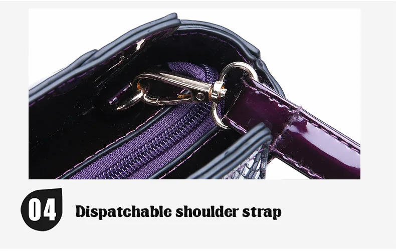 Women's Luxury Alligator Patent Leather Handbag Luxury Crocodile Women Tote Red Black Purple Snakeskin New Designer Shoulder Bag (25)