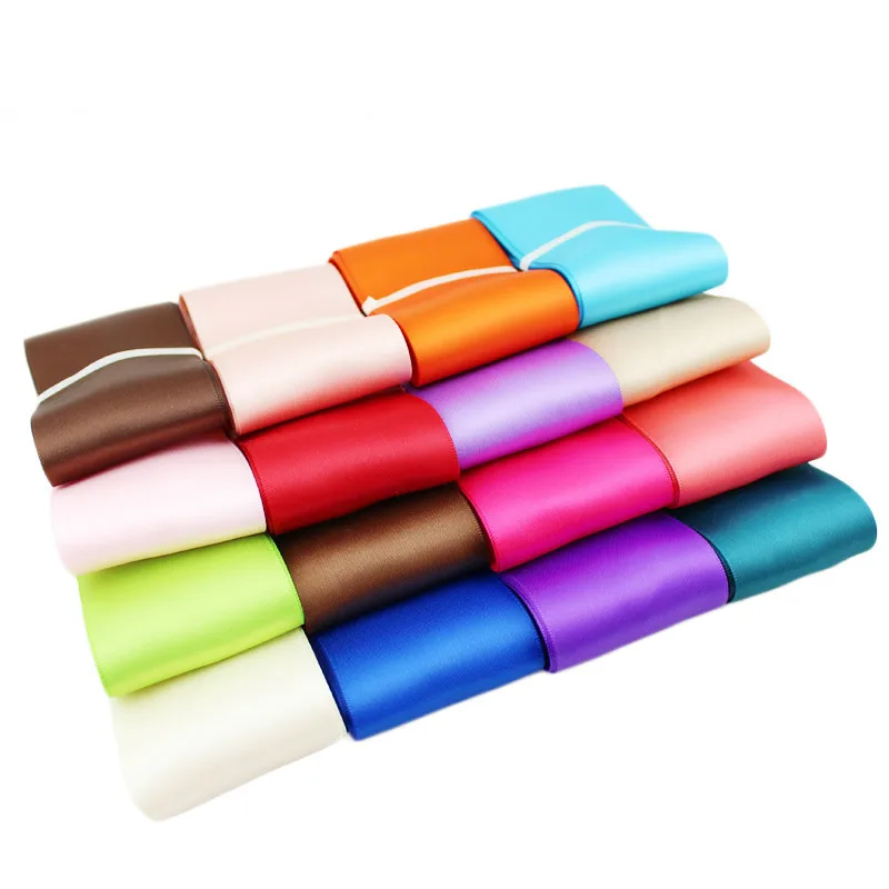 

High Quality (1 meter/lot) 2"50mm Double Face Polyester Satin ribbon Birthday Party Wedding Decoration Christmas Gift Wrapping