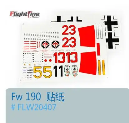 decal set for Freewing Flight Line FW190 rc plane model propeller plane warbird