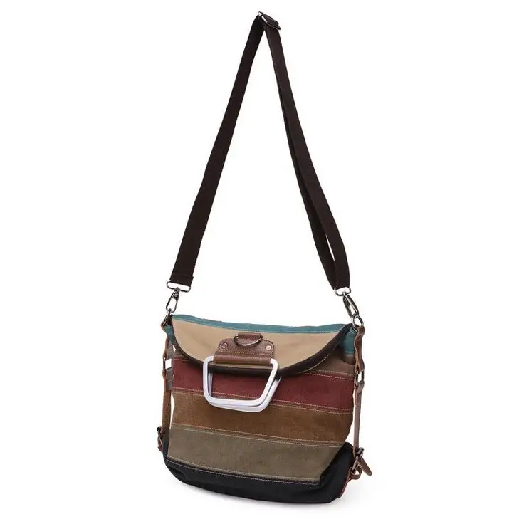 Rdywbu étnico arco iris de lona de las mujeres de Mochila chica rayas multifunción Patchwork Mochila bolso de escuela Bolsas Mochila B456