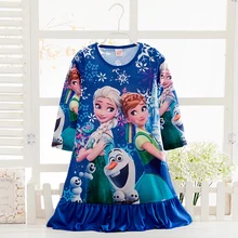 Snoww Queen Elsa anna Longsleeve winter nightgown Girl Pajamas Dress Kid Sleepwear Pyjama Girl’s Casual dress Girls Nightdresses
