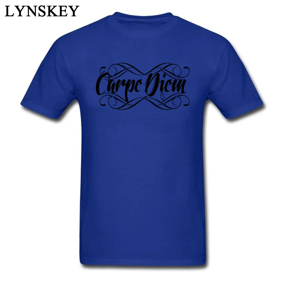 Newest Casual T Shirts Autumn 100% Cotton Round Neck Tops Tees Short Sleeve Casual Carpe Diem Tee-Shirts Top Quality Carpe Diem blue