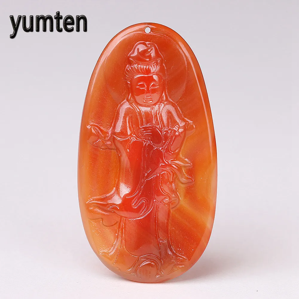 

Yumten Chalcedony Buddha Pendant Chinese Style Necklace Hand Hollow Carved Retro Process Chain Reiki Healing Gift Moana Mulher