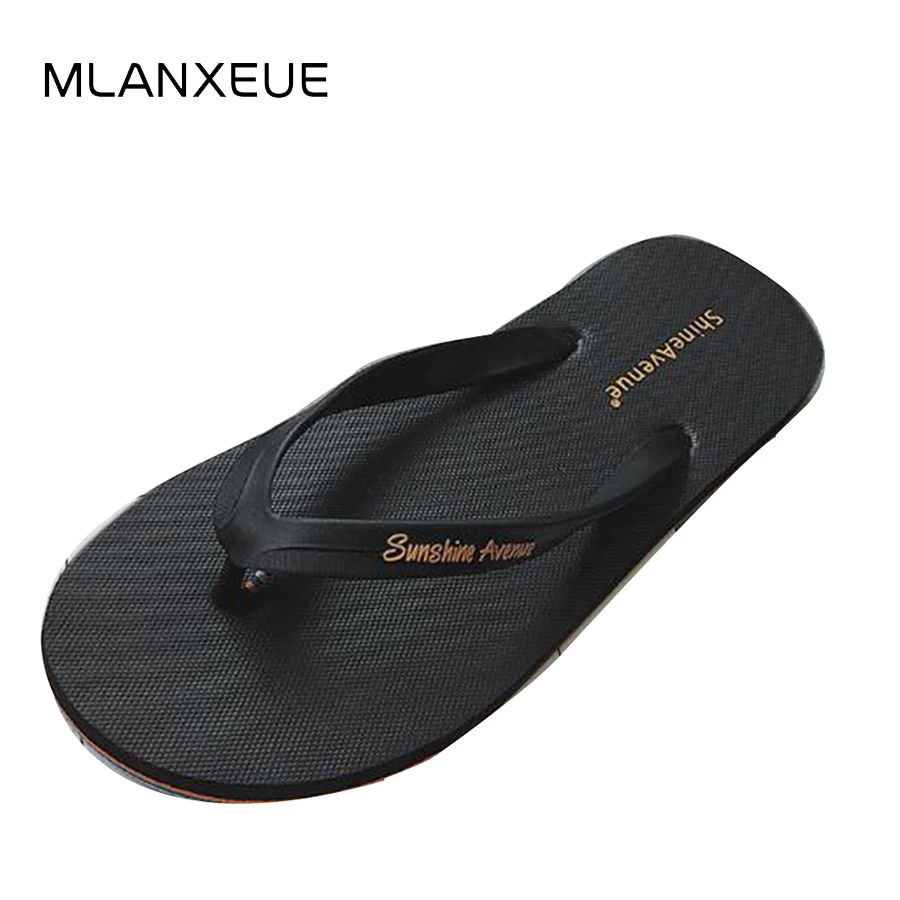 

MLANXEUE Plus Size Clip Toe Non-slip Men Slippers Breathable Summer Male Flip Flops Soft Sole Slippers Beach Black Men Shoes