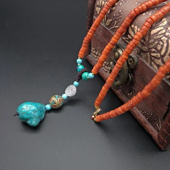 

Shuangsheng 2019 new sardine coral women's necklace long bohemian national style high jewelry natural Natural stone pendant 90cm