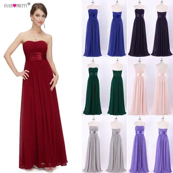 

Long Bridesmaid Dress 2020 Ever Pretty EP09955 Women's Sexy Chiffon Bow A-line Purple Burgundy Elegant Wedding Party Dress