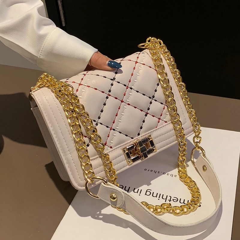 

2019 new wave fashion casual lock buckle wild chain shoulder slung small square bag handbags
